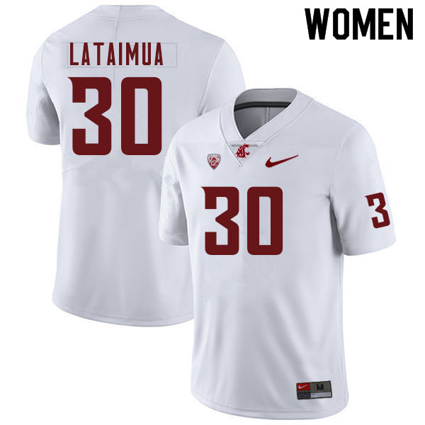 Women #30 Jackson Lataimua Washington Cougars College Football Jerseys Sale-White - Click Image to Close